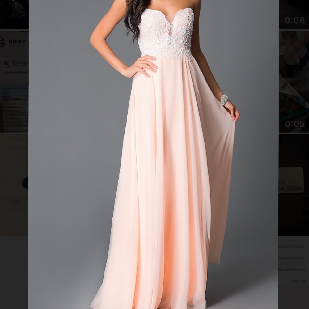Embroidered Strapless Corset Peach Formal Gown